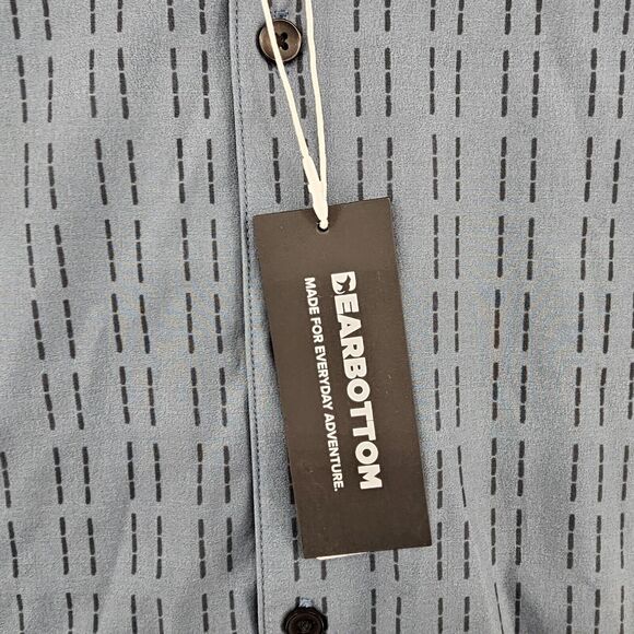 Bearbottom Mens Large Cabana Camp Collar Shirt‎ Dash Blue Polyester Beach Shirt - Picture 3 of 7